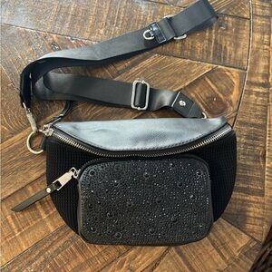 Madden NYC Women's Crystal Fanny Pack Crossbody, Black